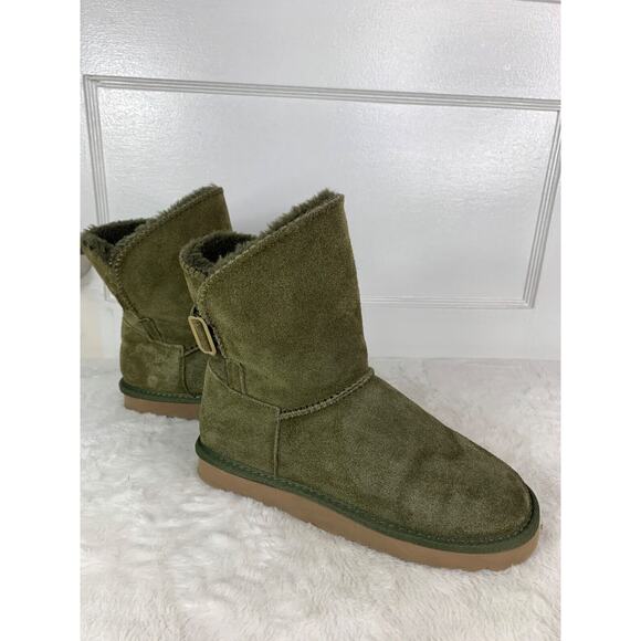 Style & Co Olive Green Suede Shearling Lined Mid-Calf Boots size 7 - Picture 4 of 8